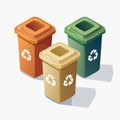 Isometric Recycling Bins for Waste Sorting (1 Royalty Free Stock Photo