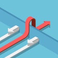 Isometric red arrow find a way to cross the wall to success Royalty Free Stock Photo