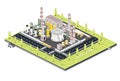 Isometric Refinery Plant with Tubes. Oil Petroleum industrial Zone with Infrastructure Elements