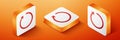 Isometric Refresh icon isolated on orange background. Orange square button. Vector