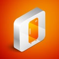 Isometric Refrigerator icon isolated on orange background. Fridge freezer refrigerator. Household tech and appliances