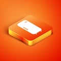 Isometric Refrigerator icon isolated on orange background. Fridge freezer refrigerator. Household tech and appliances