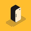 Isometric Refrigerator icon isolated on yellow background. Fridge freezer refrigerator. Household tech and appliances Royalty Free Stock Photo