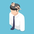 Isometric Relaxed Businessman Resting Inside Himself Head