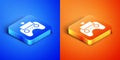 Isometric Remote control icon isolated on blue and orange background. Square button. Vector Royalty Free Stock Photo