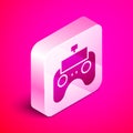 Isometric Remote control icon isolated on pink background. Silver square button. Vector Royalty Free Stock Photo