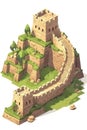Isometric rendering of Great Wall of China historic panorama. Generative AI Illustration. Royalty Free Stock Photo