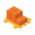 Isometric repair construction bricks pile on wood pallet work equipment flat style icon design Royalty Free Stock Photo