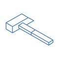 Isometric repair construction hammer work tool and equipment linear style icon design