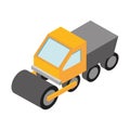 Isometric repair construction road roller machinery flat style icon design Royalty Free Stock Photo