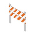 Isometric repair construction traffic barricade warning work tool and equipment flat style icon design