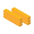 Isometric repair construction wood planks work tool and equipment flat style icon design