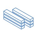 Isometric repair construction wood planks work tool and equipment linear style icon design