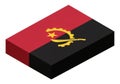 Isometric representation of the Angolan flag on a rectangular box. The flag features two horizontal Royalty Free Stock Photo