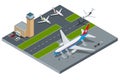 Isometric representing airport, international airlines Royalty Free Stock Photo