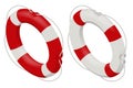 Isometric rescue life belt, marine lifebuoy water safety isolated on white background. Collection of realistic lifebuoy
