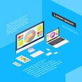 Isometric Responsive Design Laptop Phone Tablet Royalty Free Stock Photo