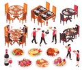 Isometric Restaurant Constructor Set