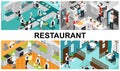 Isometric Restaurant Cooking Composition