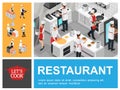 Isometric Restaurant Cooking Process Composition