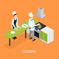 Isometric Restaurant People Cooking Template