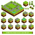 Isometric road asset vector set