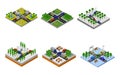 Isometric Road Crossing Set Vector illustration Royalty Free Stock Photo