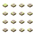 Isometric road elements. Set of roads. Vector illustration. Road tiles.