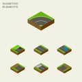 Isometric Road Set Of Flat, Strip, Underground And Other Vector Objects. Also Includes Asphalt, Subway, Plash Elements.