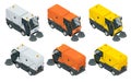 Isometric Road Sweeper dust cleaner road sweeper. Special purpose vehicle for washing road.