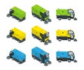 Isometric Road Sweeper dust cleaner road sweeper. Special purpose vehicle for washing road.