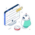 Isometric robot coding concept showing artificial intelligence programming Royalty Free Stock Photo