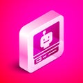 Isometric Robot icon isolated on pink background. Artificial intelligence, machine learning, cloud computing. Silver Royalty Free Stock Photo