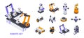 Isometric Robots icons and illustration set