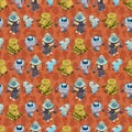 Isometric robots seamless pattern