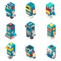 Isometric robots toy set, Vector illustration