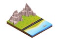 Isometric rock mountain