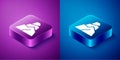 Isometric Rock stones icon isolated on blue and purple background. Square button. Vector