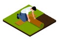 Isometric Rolled Lawn Installation