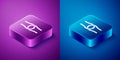 Isometric Rope tied in a knot icon isolated on blue and purple background. Square button. Vector Royalty Free Stock Photo