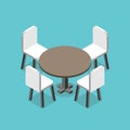 Isometric round table, chairs