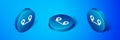 Isometric Route location icon isolated on blue background. Map pointer sign. Concept of path or road. GPS navigator