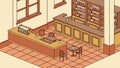 Isometric rustic inn interior with bar and seating, vector design Generative AI Royalty Free Stock Photo