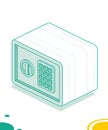 Isometric safe. Outline object isolated on white background. Icon of security