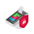 Isometric safe payment terminal with cash desk