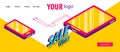Isometric banner business flat site background