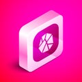 Isometric Salt stone icon isolated on pink background. Silver square button. Vector