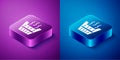 Isometric Sauna bucket icon isolated on blue and purple background. Square button. Vector Royalty Free Stock Photo