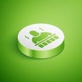 Isometric Sauna and spa procedures icon isolated on green background. Relaxation body care and therapy, aromatherapy and