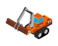 Isometric Sawmill Bulldozer Composition